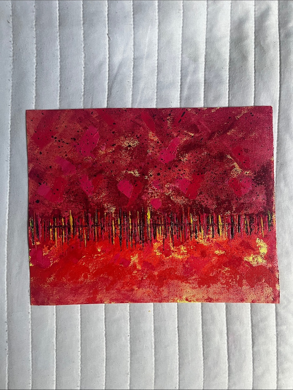 Handmade Abstract Red and Orange | Unframed 8x10 Wall Art